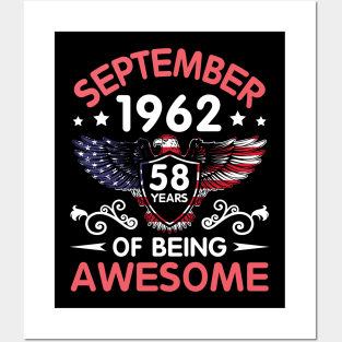 USA Eagle Was Born September 1962 Birthday 58 Years Of Being Awesome Posters and Art